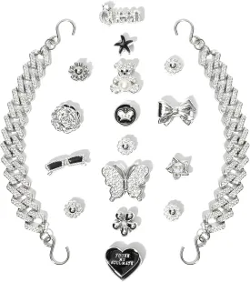 18Pcs Flower Shoe Chain Charms for Women, Bling Shoe Charms for Girls Clog Sandals, Girly Shoe Chains, DIY Shoe Decoration Accessories for Party Favor