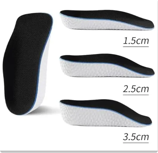 2 Pairs Orthopedic High Pads 1.0,Height Increase Insoles, Orthopedic high Pads for Men Women,Soft Arch Support Insoles for Flat Feet (Black, 0.98in/2.5cm)