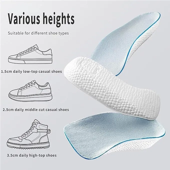 2 Pairs Orthopedic High Pads 1.0,Height Increase Insoles, Orthopedic high Pads for Men Women,Soft Arch Support Insoles for Flat Feet (Black, 0.98in/2.5cm)