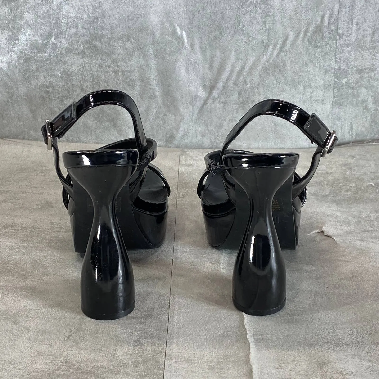 BAR III Women's Black Patent Scarlett Square-Toe Platform Heels SZ 5