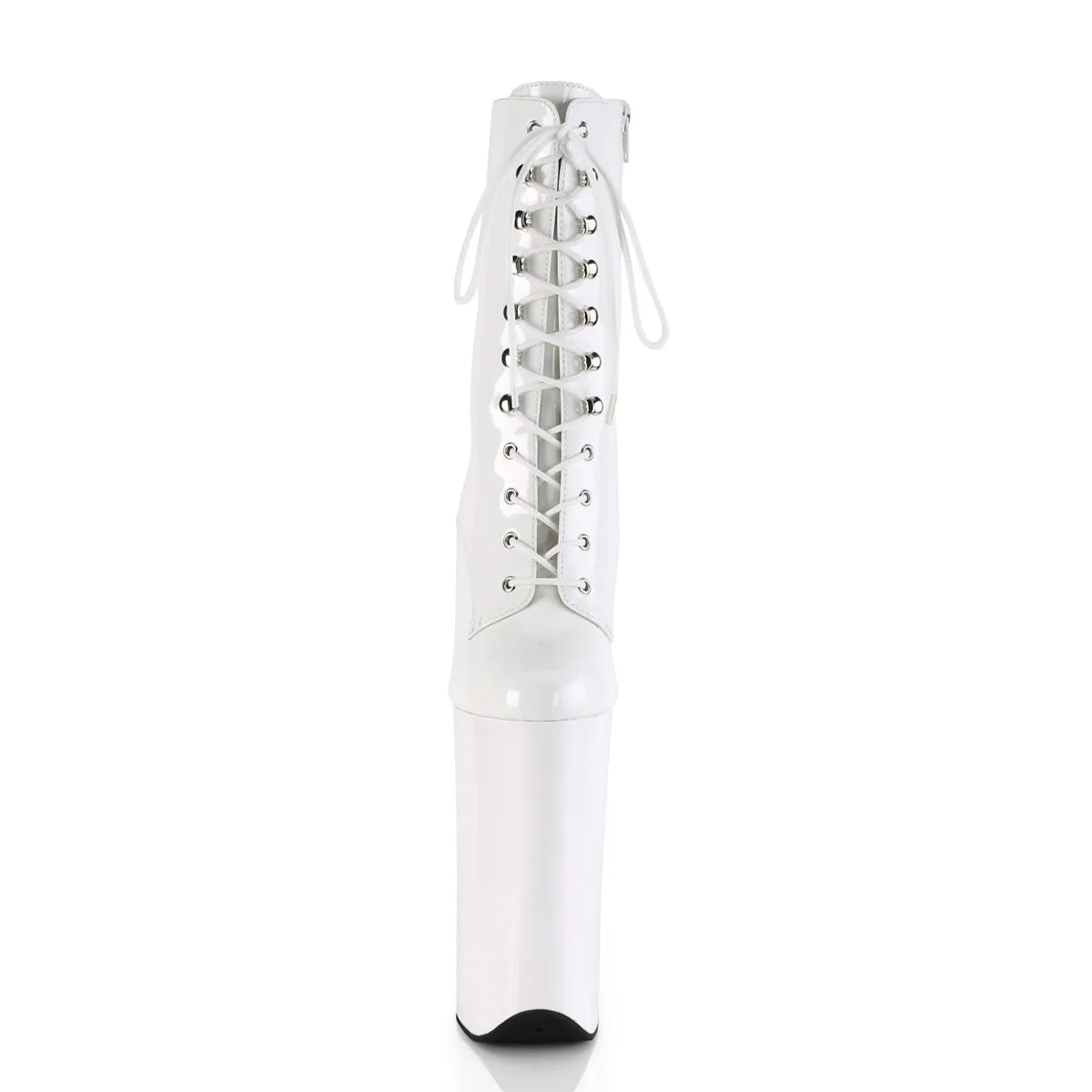 Beyond 1020 White Patent 10" Heel Platform Ankle Boots