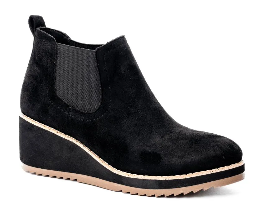 Black Love You A Latte Faux Suede Slipon Wedge