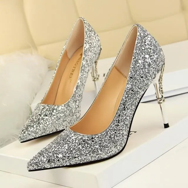 Bling Glitter Sequined Cloth Sexy Wedding Shoes