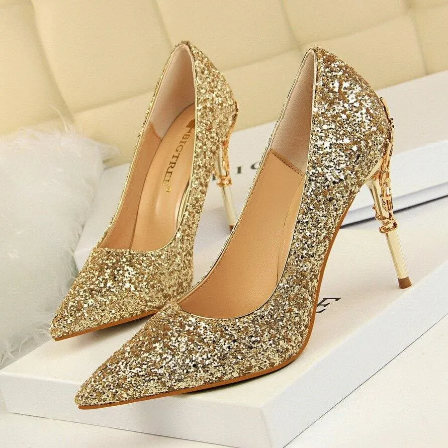 Bling Glitter Sequined Cloth Sexy Wedding Shoes