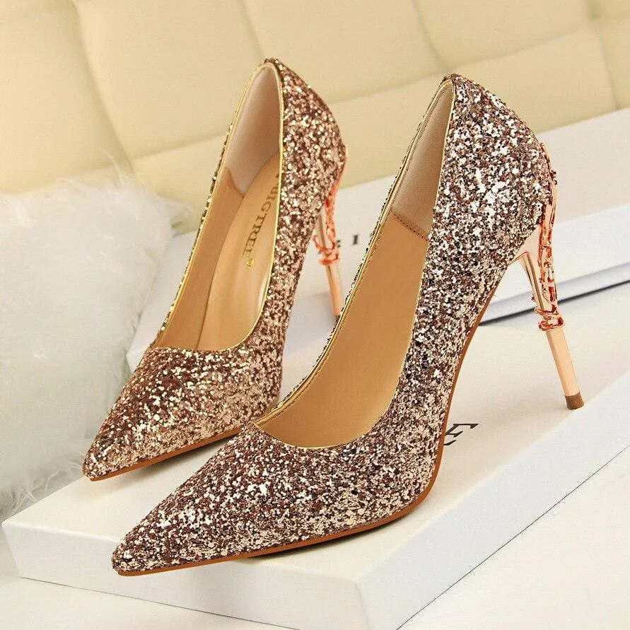 Bling Glitter Sequined Cloth Sexy Wedding Shoes