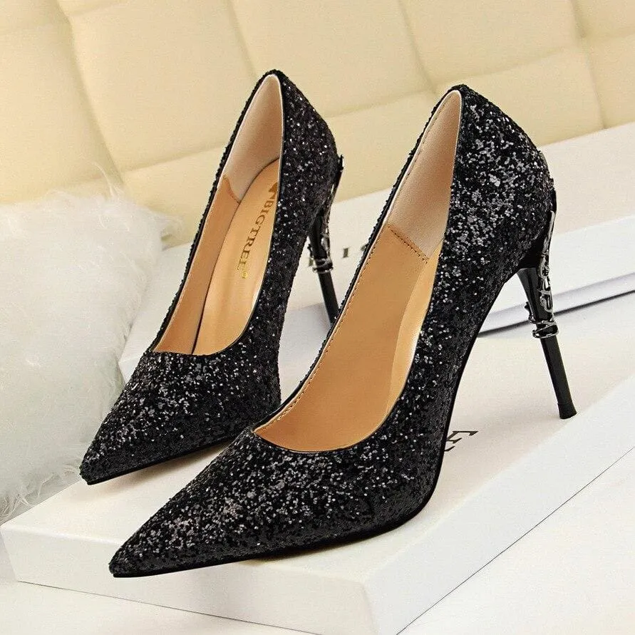 Bling Glitter Sequined Cloth Sexy Wedding Shoes