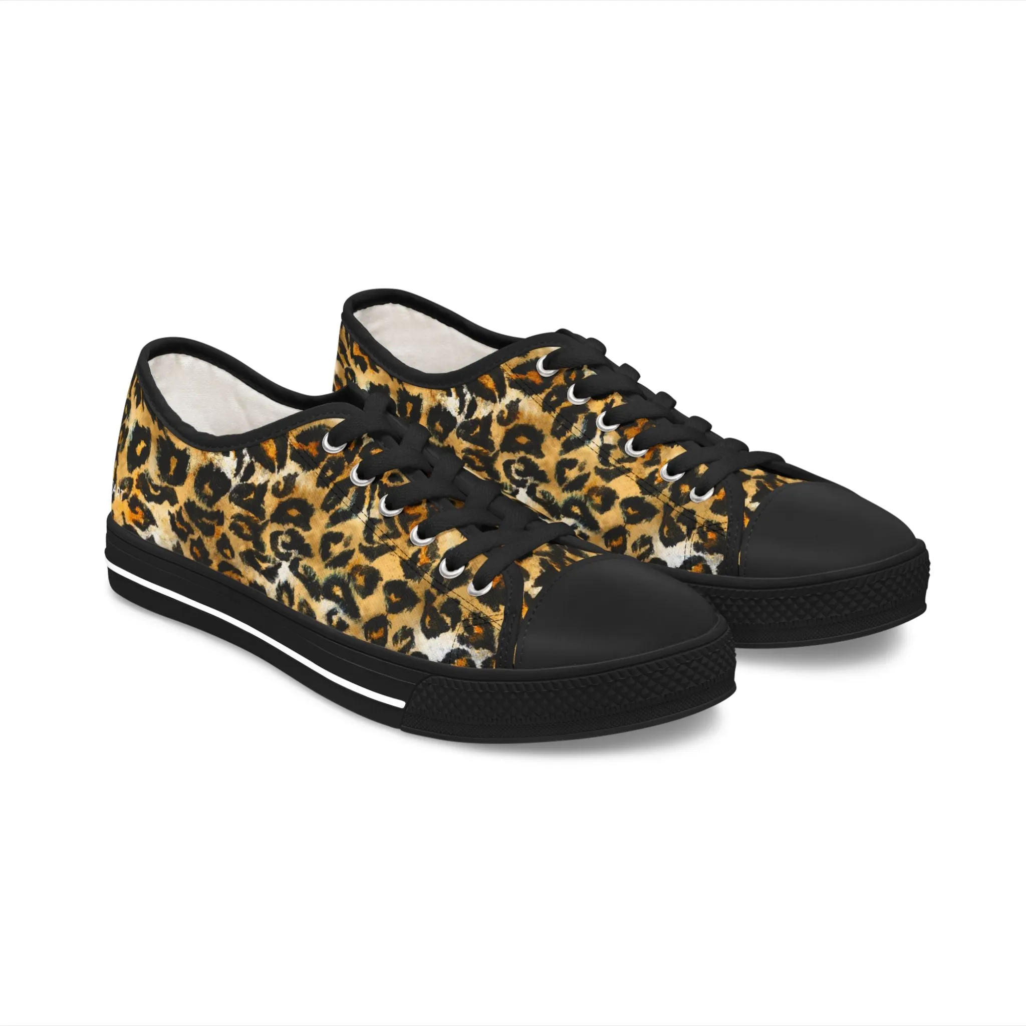Brown Leopard Print Women's Sneakers, Animal Print Women's Sneakers, Best Low Top Sneakers (US Size: 5.5-12)