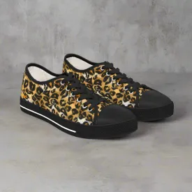Brown Leopard Print Women's Sneakers, Animal Print Women's Sneakers, Best Low Top Sneakers (US Size: 5.5-12)