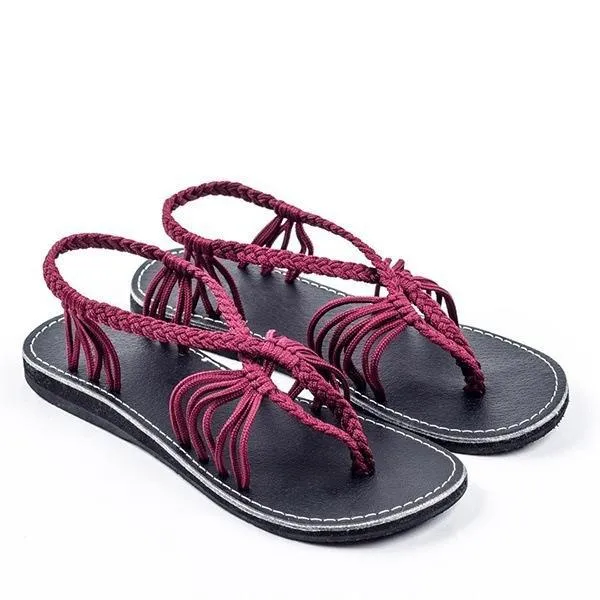 Chicvane Criss Cross Straps Clip Toe Flat Sandals
