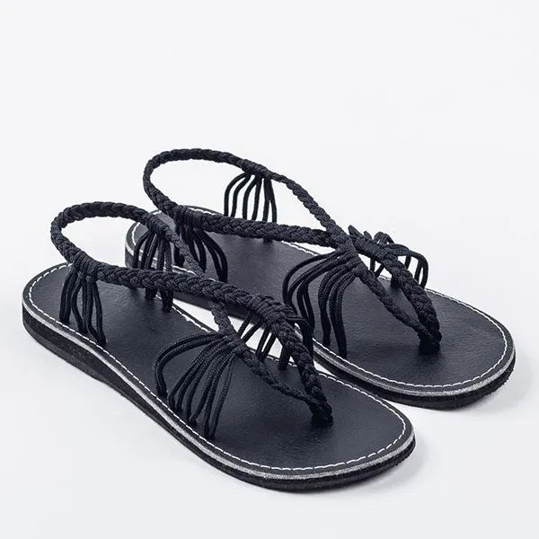 Chicvane Criss Cross Straps Clip Toe Flat Sandals