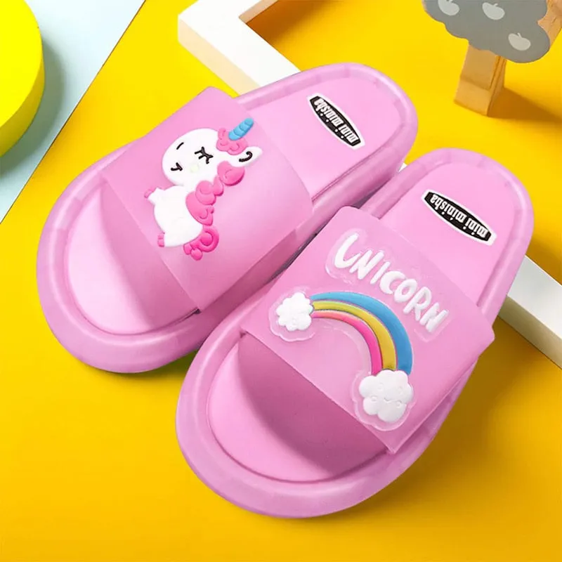 Children Unisex Unicorn Luminous Soft Heel Non-Slip  Flip Flops
