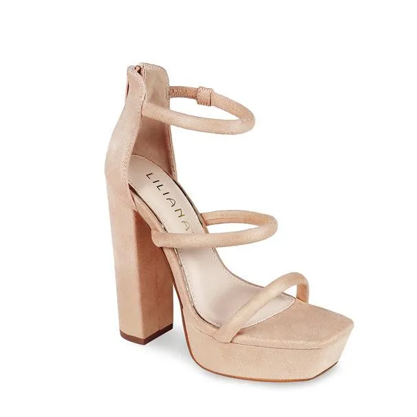 Chunky Platform Heel Double Straps Yuko-80 Liliana