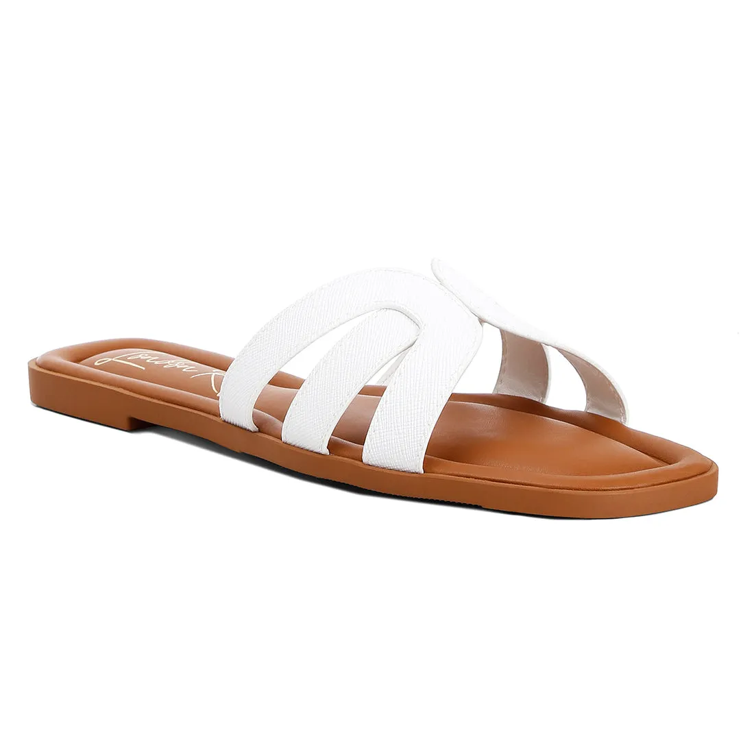 Faux Leather Flat Sandals