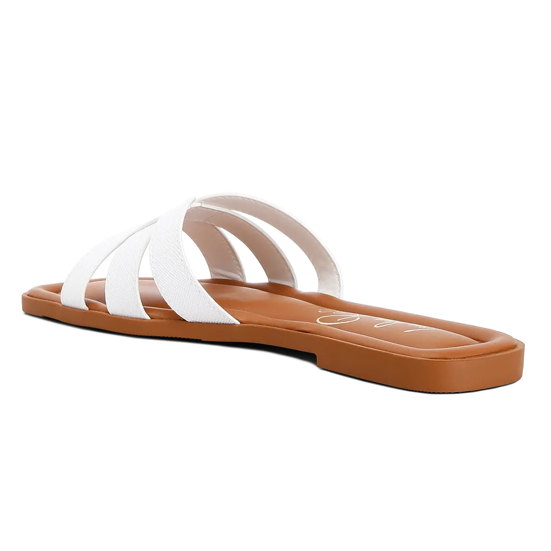 Faux Leather Flat Sandals