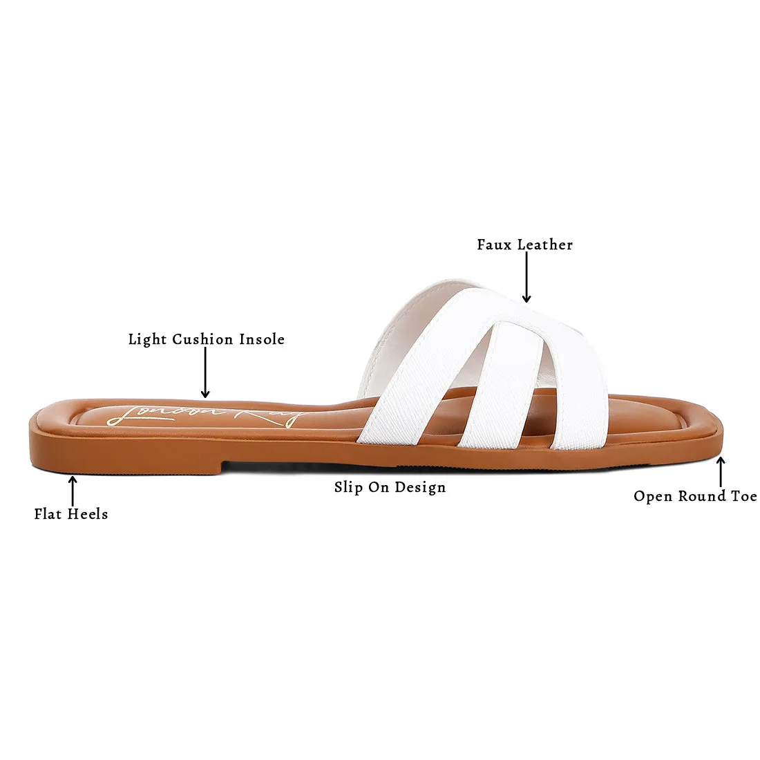 Faux Leather Flat Sandals