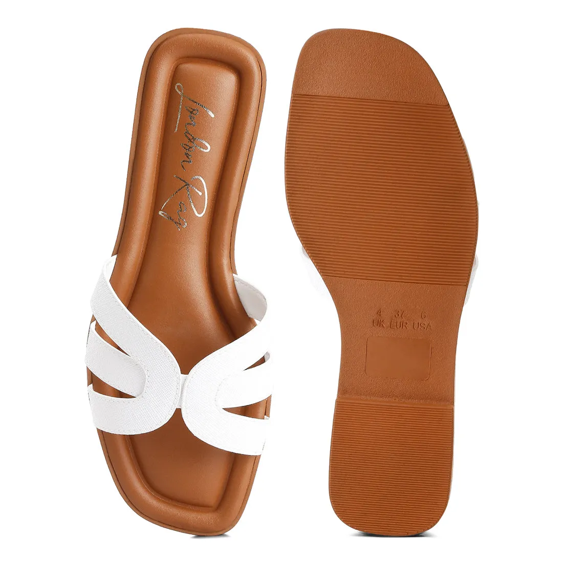 Faux Leather Flat Sandals