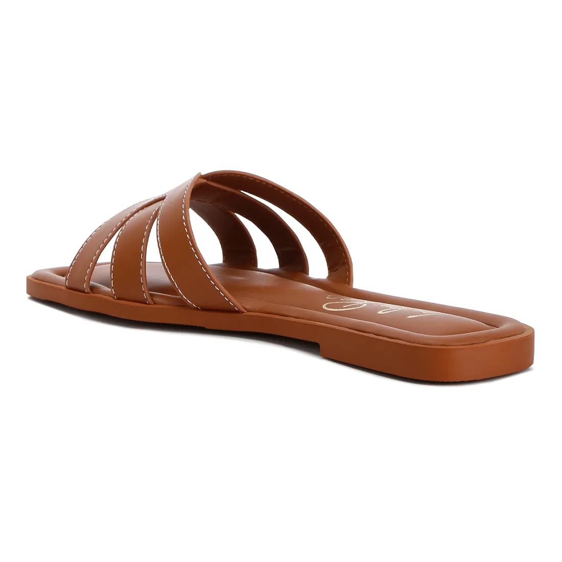 Faux Leather Flat Sandals