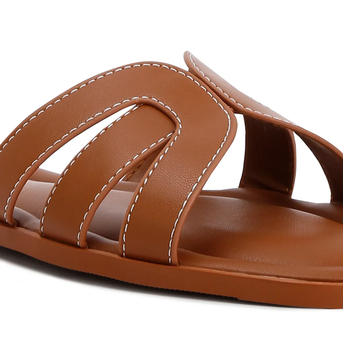 Faux Leather Flat Sandals