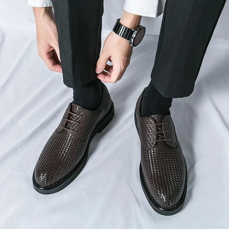 Fiorento - Textured Leather Oxford Shoes