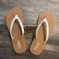 Flojos "Rita" Ladies Flip Flops Ivory/Tan 02-45