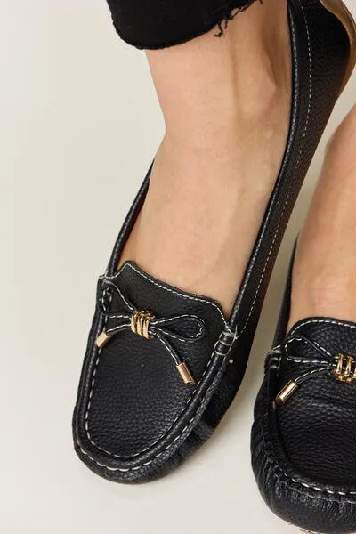 Forever Link Slip On Bow Womens Black Loafers
