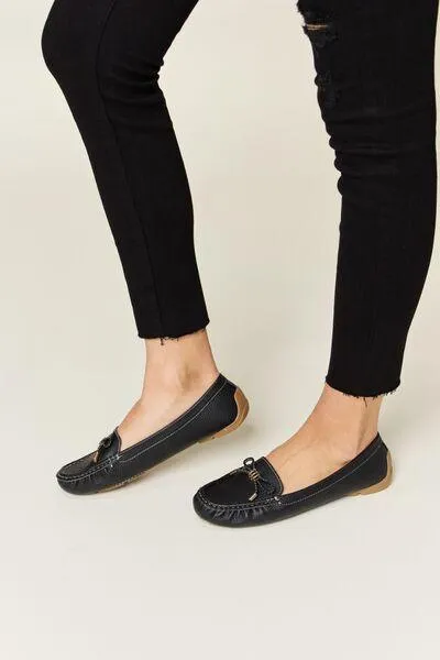 Forever Link Slip On Bow Womens Black Loafers
