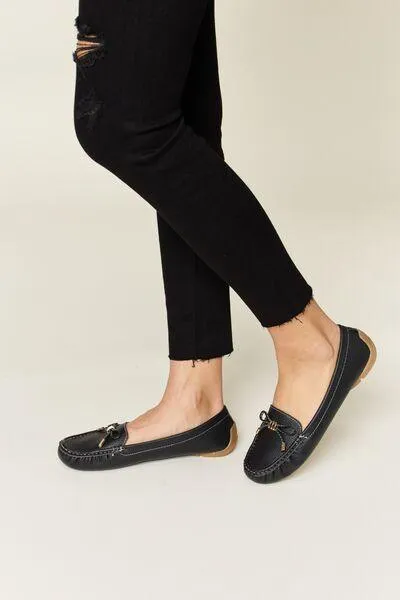 Forever Link Slip On Bow Womens Black Loafers