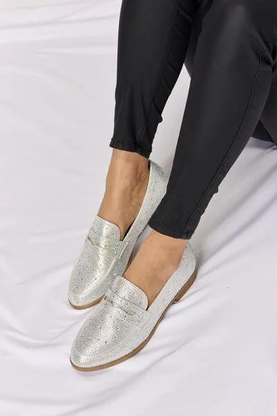 Forever Link Sparkle Bling Rhinestone Silver Loafers