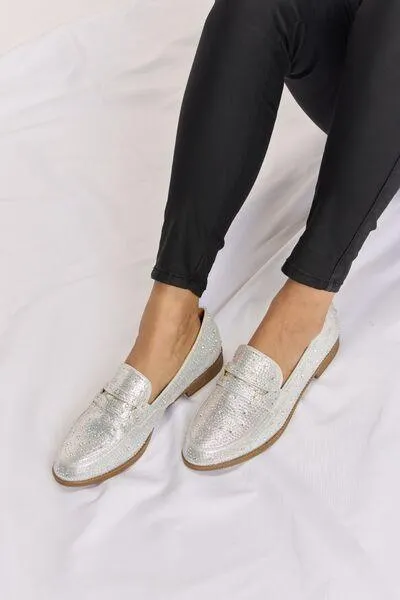 Forever Link Sparkle Bling Rhinestone Silver Loafers