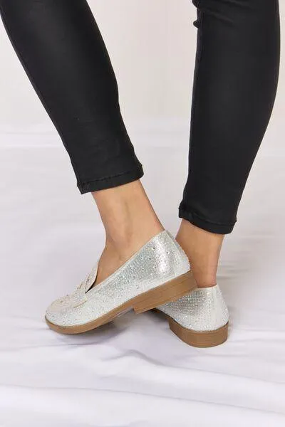Forever Link Sparkle Bling Rhinestone Silver Loafers