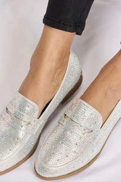 Forever Link Sparkle Bling Rhinestone Silver Loafers