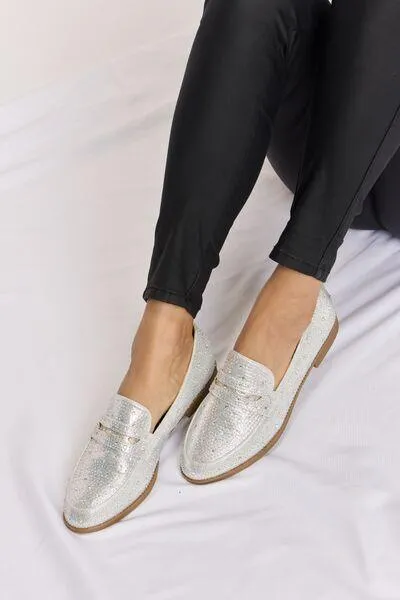 Forever Link Sparkle Bling Rhinestone Silver Loafers