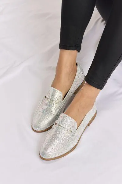 Forever Link Sparkle Bling Rhinestone Silver Loafers