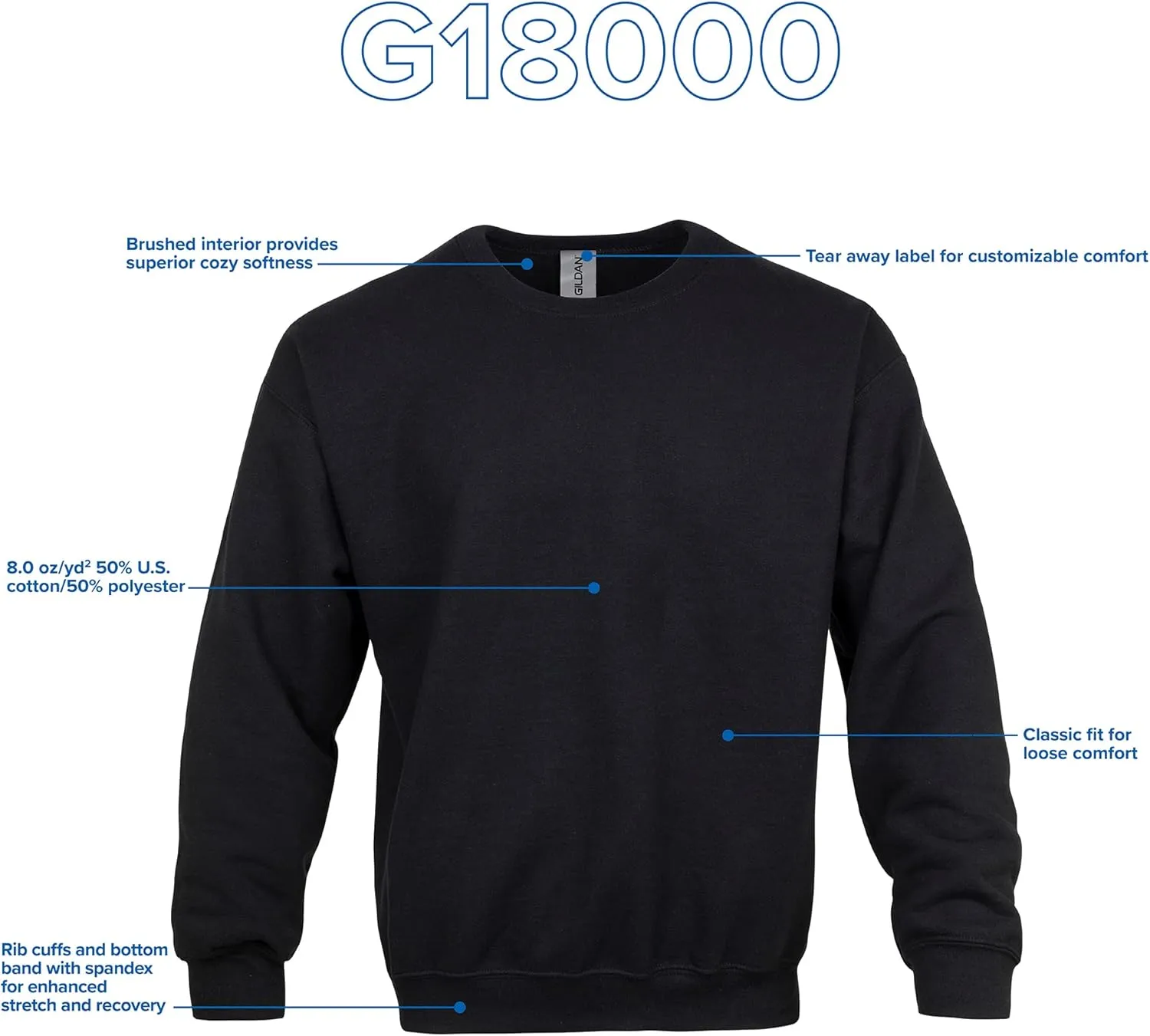 Gildan Fleece Crewneck Sweatshirt, Style G18000, Multipack