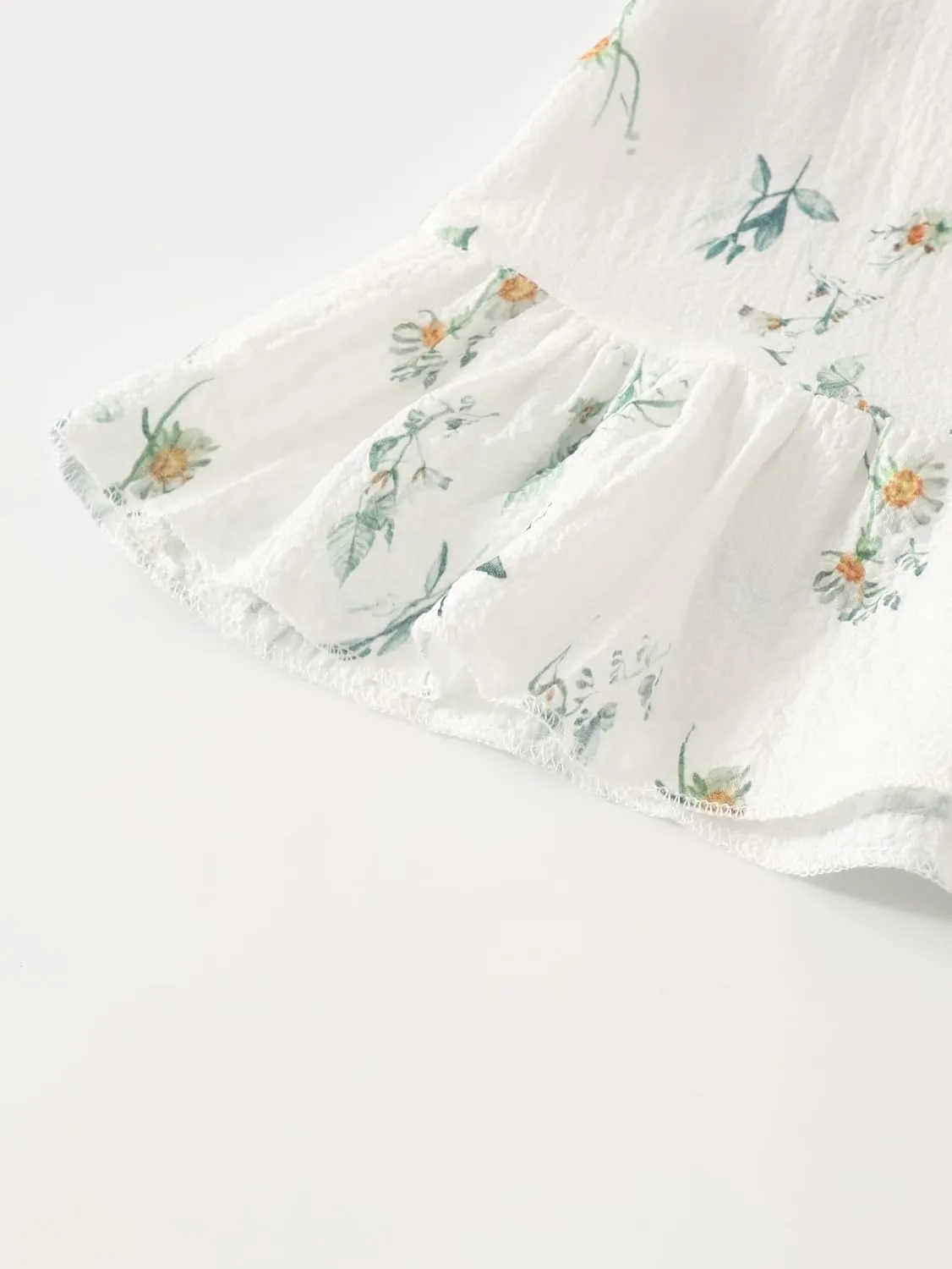 Girls Summer Dress Floral Ruffle Sleeve Swing Flowy Dresses A-line Sundress for Girls Casual Beach Wedding Dress
