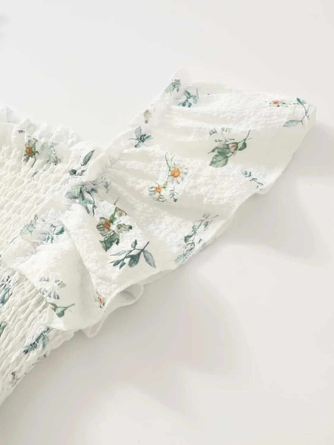 Girls Summer Dress Floral Ruffle Sleeve Swing Flowy Dresses A-line Sundress for Girls Casual Beach Wedding Dress