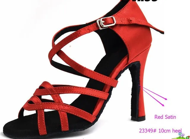 Golden Silver Shiny And Black With Rhinostone High Heel 10 cm Latin Dance Shoes For Women