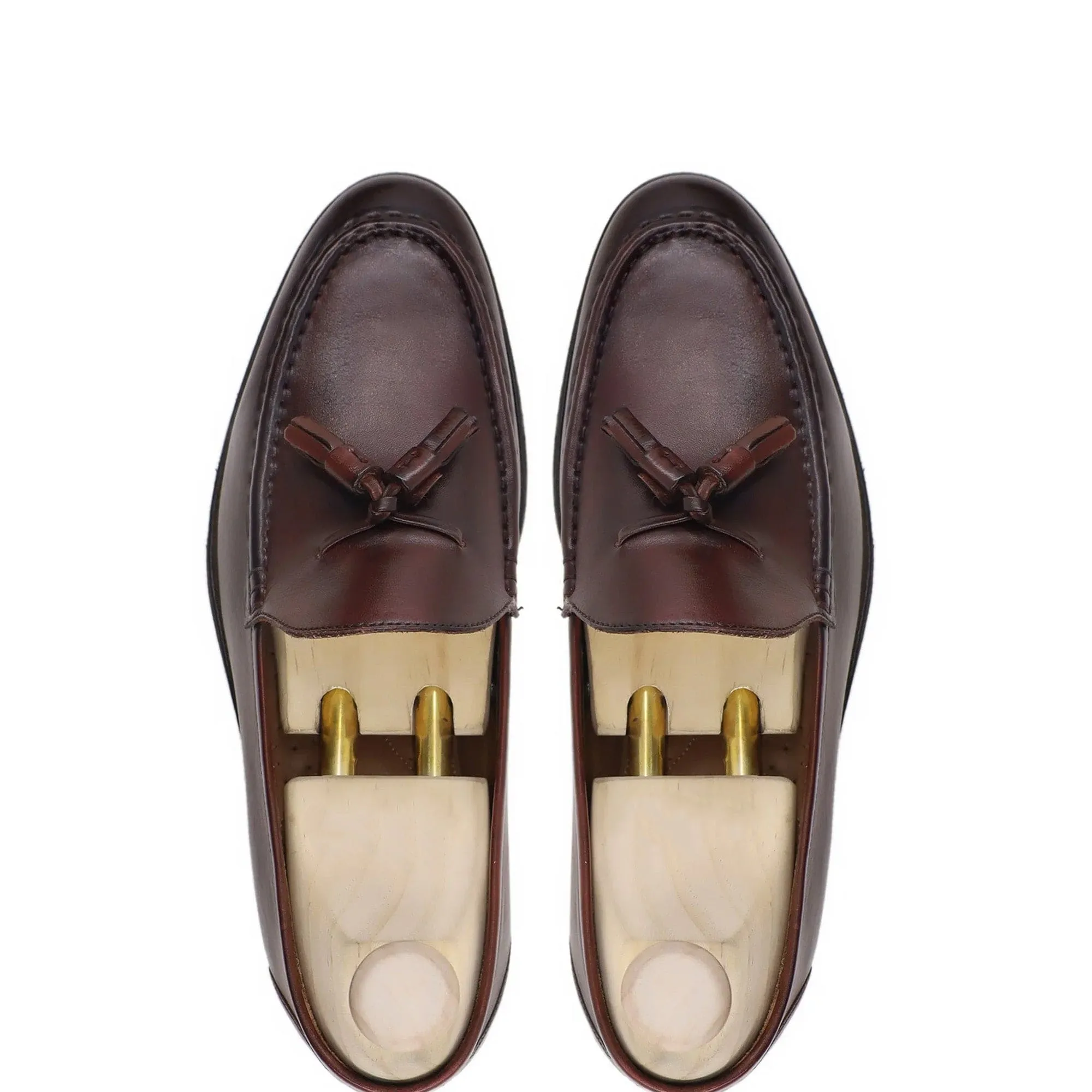 Handmade Custom Oxblood Calf Leather Mens Loafers