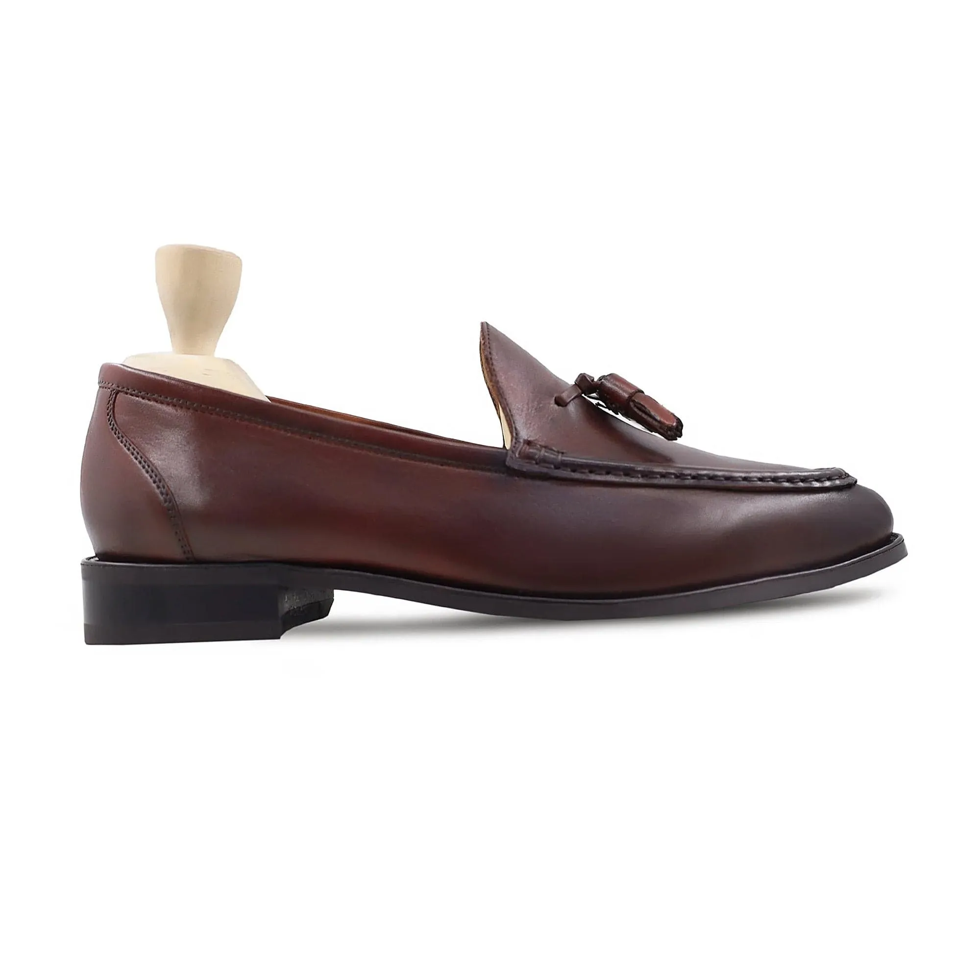 Handmade Custom Oxblood Calf Leather Mens Loafers