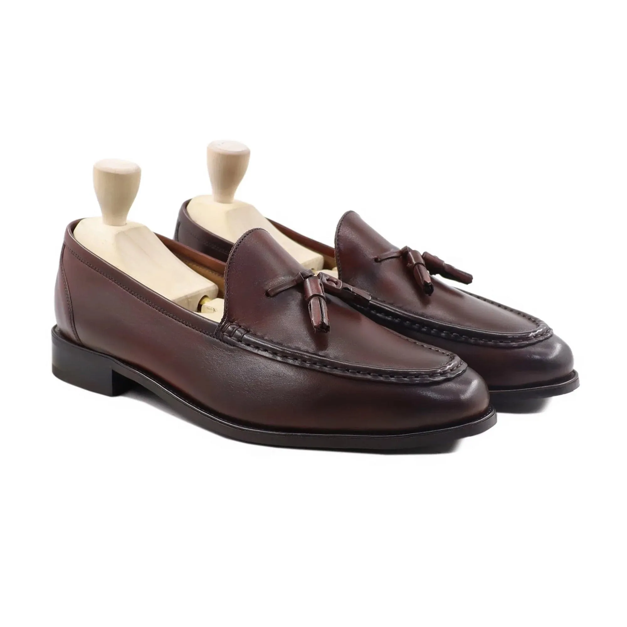 Handmade Custom Oxblood Calf Leather Mens Loafers