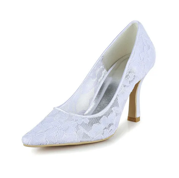 Ivory Woman's Stiletto Heel Closed Toe, Cheap Wedding Shoes, L595
