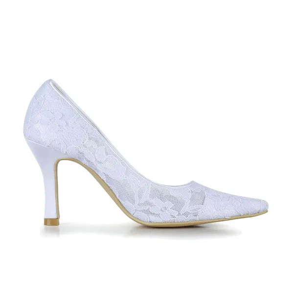 Ivory Woman's Stiletto Heel Closed Toe, Cheap Wedding Shoes, L595
