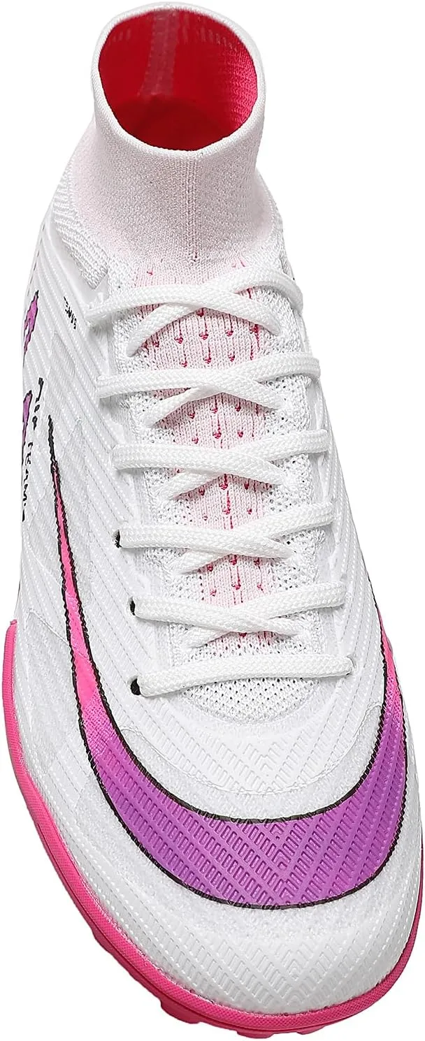 Kids Soccer Shoes Indoor Futsal Turf Big Boys Soccer Cleats Youths TF High-Top Football Boots for Athletic Training