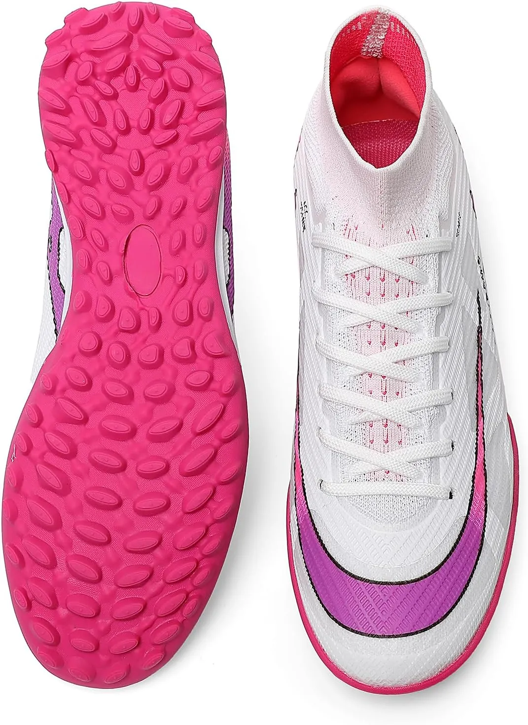 Kids Soccer Shoes Indoor Futsal Turf Big Boys Soccer Cleats Youths TF High-Top Football Boots for Athletic Training