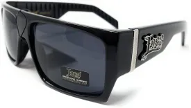 LOCS Hardcore Shades LOCS 91010 Black Sunglasses | Gangster Square FLAT TOP Cholo OG Lowrider Shades Adult