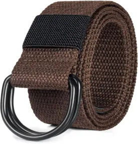 maikun Mens & Womens Canvas Belt with Black D-ring Buckle 1 1/2" Wide Solid Color Fabric Belt for Men