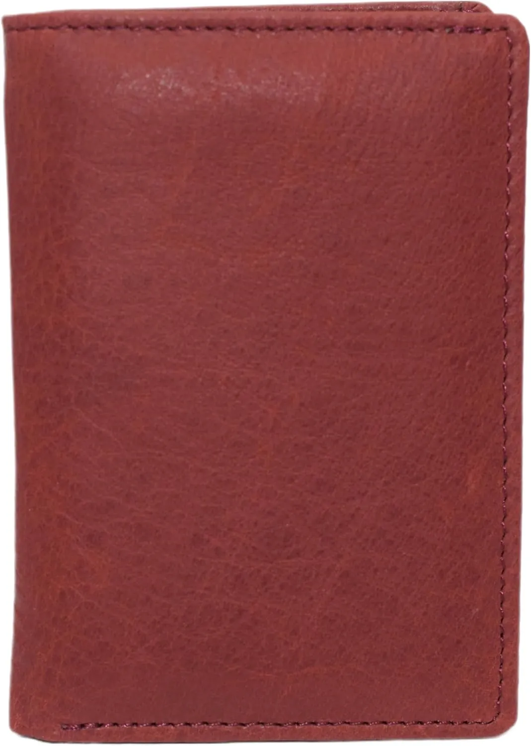 Marshal Genuine Leather RFID Slim Thin Bifold ID Money Wallet Oval Shape Badge Holder (Burgundy)