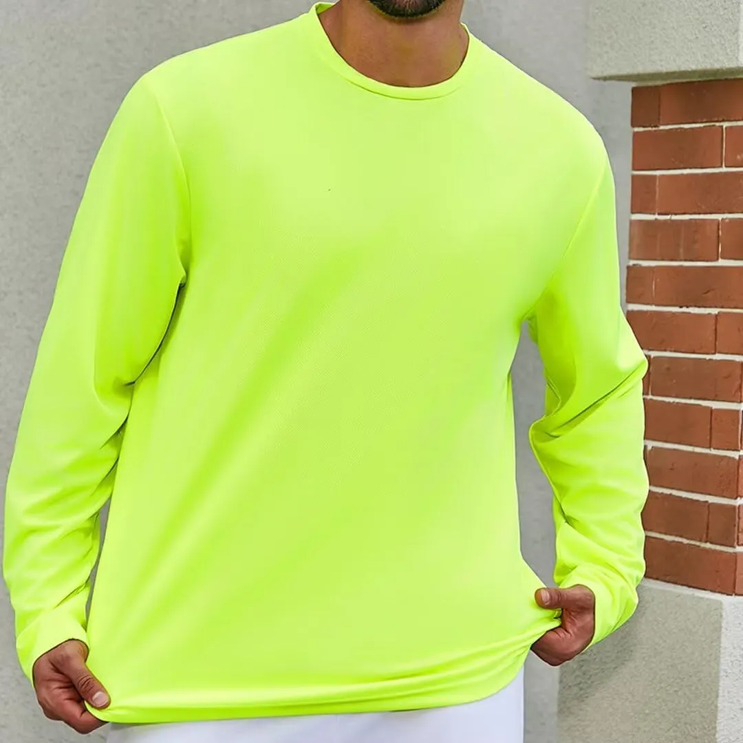 Men's Pack Dry-Fit UV Moisture Wicking Shirts UPF 50  Breathable Long Sleeve Tees Sun Protection T-Shirt with Hood