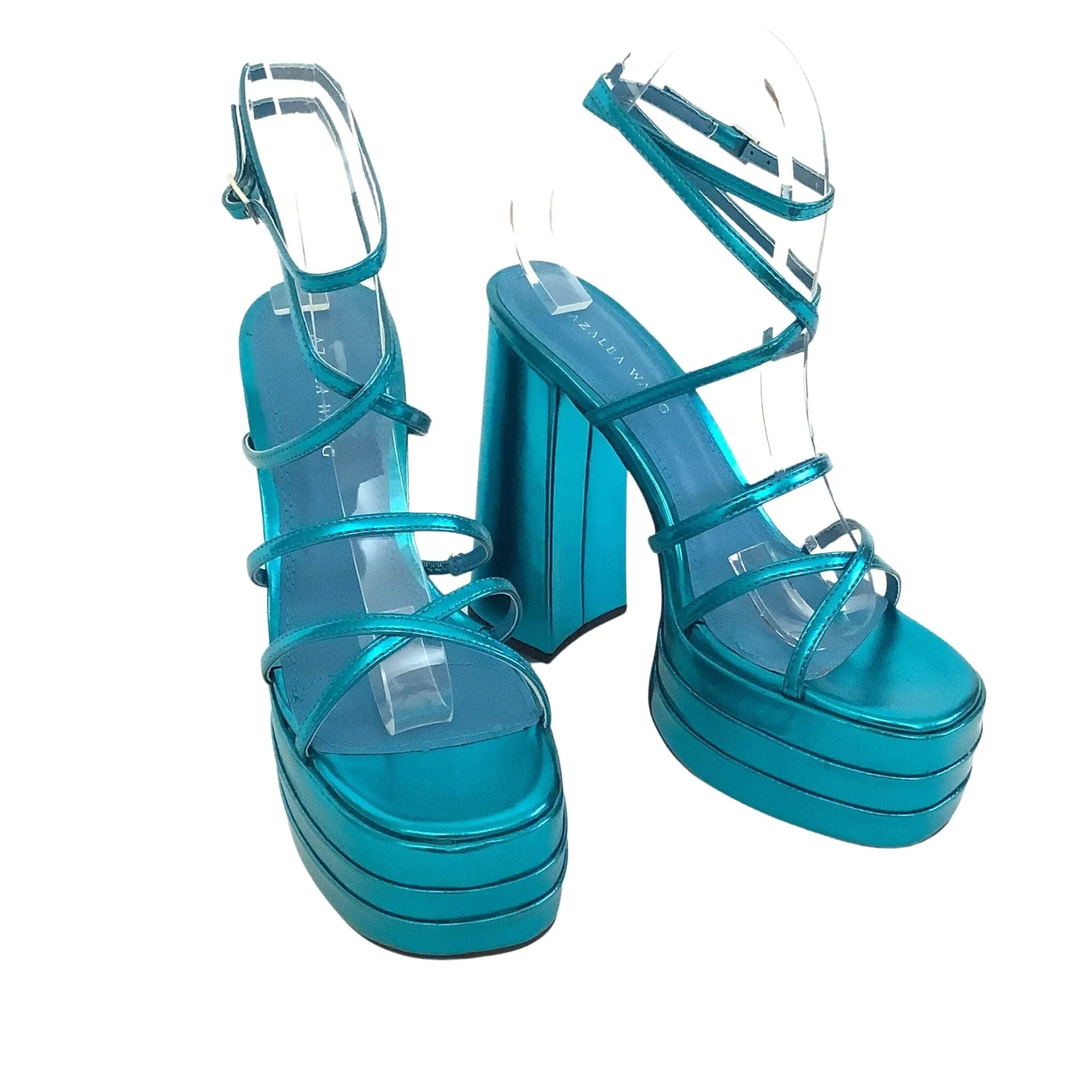 Metallic Blue Platform Heels