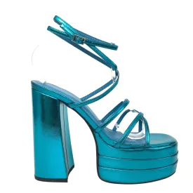 Metallic Blue Platform Heels